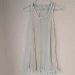 Sheer Mint Ruffle Hem Tank Dress Nightie S Mesh Dainty Fairy Whimsy Romantic